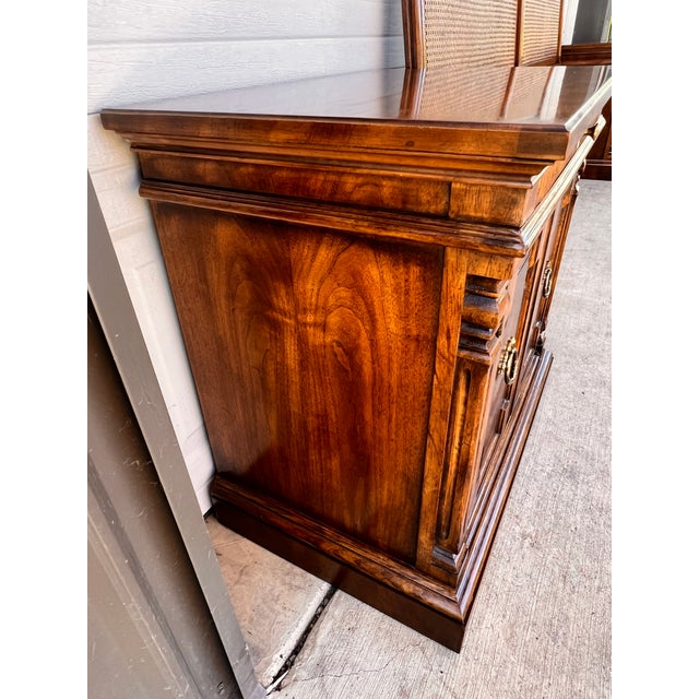 Brown Drexel Heritage Cameo Classics King Bedroom Set, 4 Pieces, Cane & Burlwood, Vintage 1970s For Sale - Image 8 of 15