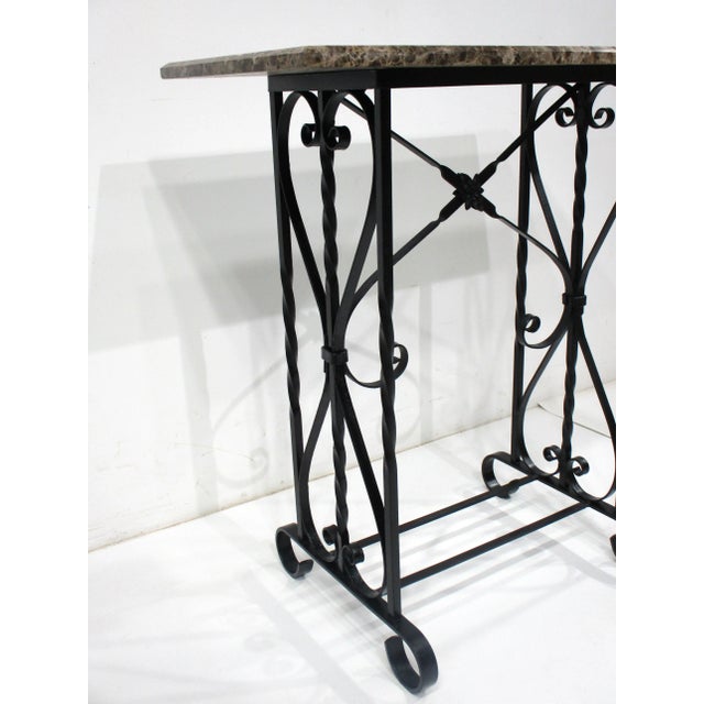 Early 20th Century Marble Iron Console Table in the Style of Art Deco / Mid Century For Sale - Image 5 of 11
