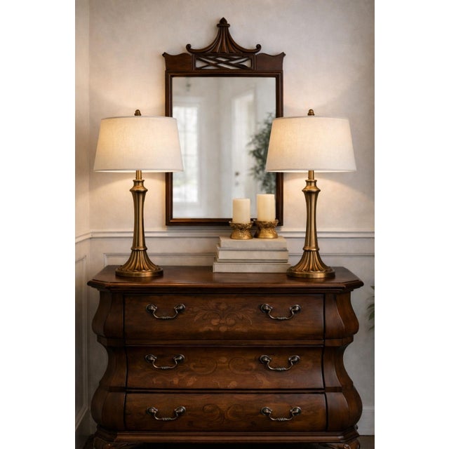 Late 20th Century Traditional Fluted Column Table Lamps With Linen Shades - a Pair For Sale - Image 9 of 9