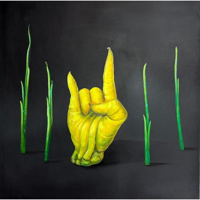 Natasha Lelenco, Rock and Roll Gesture with Organic Hand Vegetal Form, 2026, Acrylic on Panel For Sale - Image 10 of 10