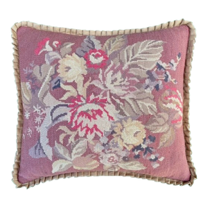 Vintage Floral Bouquet Needlepoint Pillow