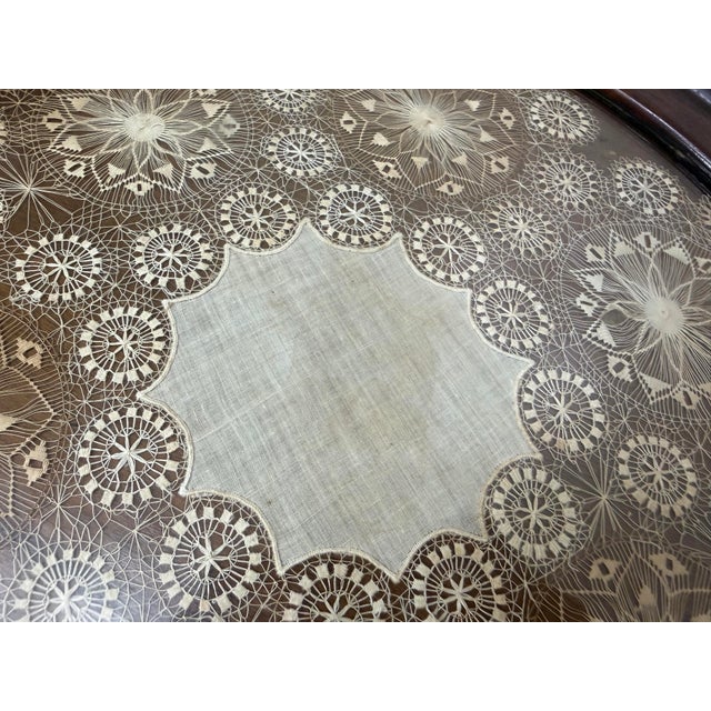 Antique 19th Century Handmade French Lace Wood Bronze Serving Tray Dish Platter For Sale - Image 12 of 13