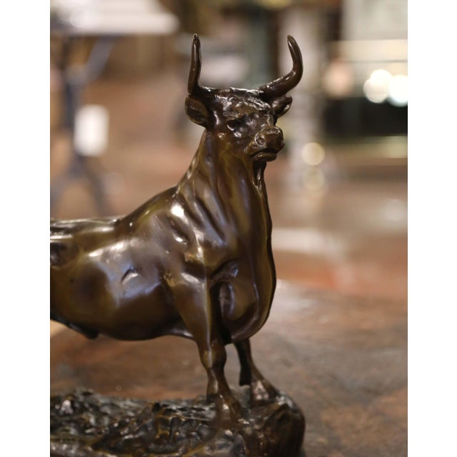19th Century French Patinated Bronze Bull Sculpture Signed G. Gardet For Sale - Image 4 of 12