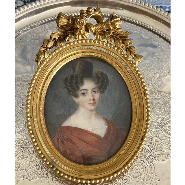 Early 19th Century Portrait Miniature in Gilt Bronze Frame For Sale - Image 4 of 5