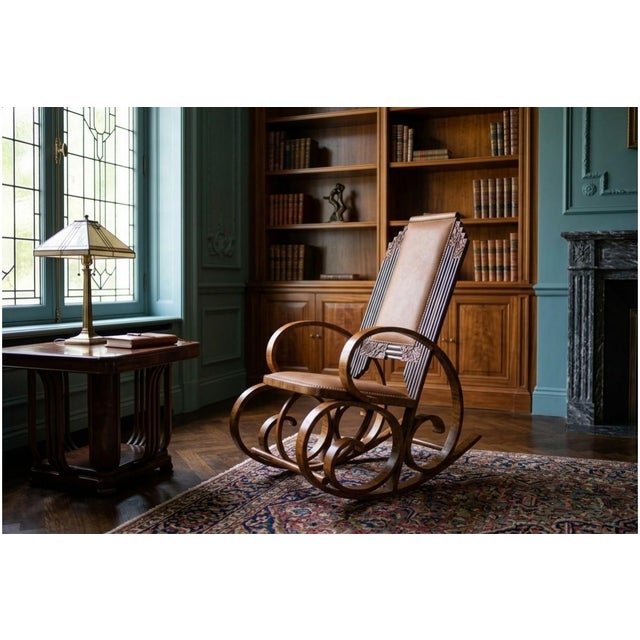 Wood Vintage Art Deco Rocking Chair, Poland, 1930s For Sale - Image 7 of 7