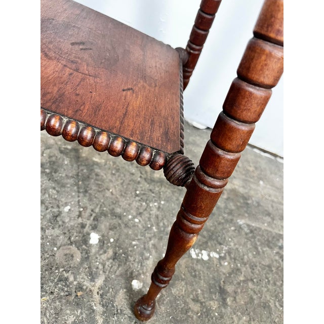 Antique Victorian Spool Bobbin Turned Leg Table For Sale - Image 10 of 13