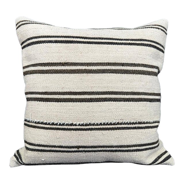 Turkish Hemp Pillow Cushion Natural Beige Black Cushion Cover 20x20 For Sale