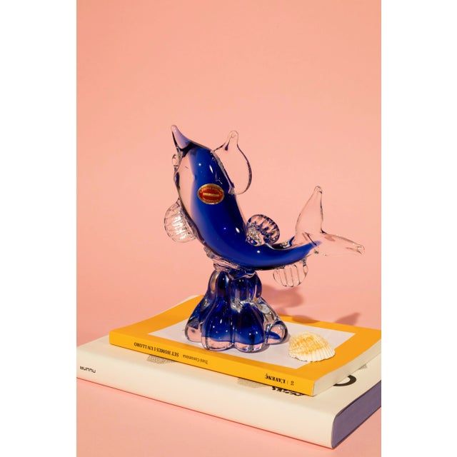 Late 20th Century Vintage Portuguese Decorative Dolphin Figurine, Attributed to Cristais Bonora For Sale - Image 5 of 10