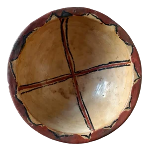 Antique Berber Terracotta Bowl with Geometric Cross Motif, 1890s