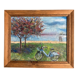 “Need a Lyft”, Original Oil Painting, Framed Art, by Van Ness For Sale