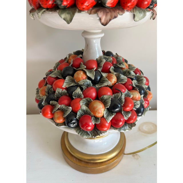 Ceramic Vintage Italian Made Porcelain Three Tier Fruit Platter Large Lamp For Sale - Image 7 of 12