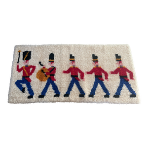 MCM Scandinavian Design Christmas 1970's Rya Style Latch Hook Rug Danish Soldiers