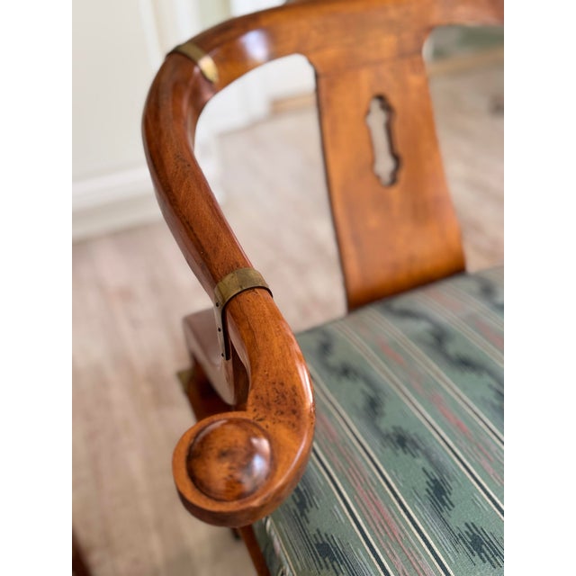 Wood Mid 20th Century Pair of James Mont Style Ming Chairs- Asian Inspired Wooden Chairs For Sale - Image 7 of 12