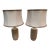 Cream Ceramic Column Table Lamps, Pair For Sale