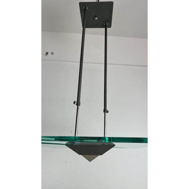 Italian Nile Green Murano Glass Hanging Light, 1980s For Sale - Image 12 of 15