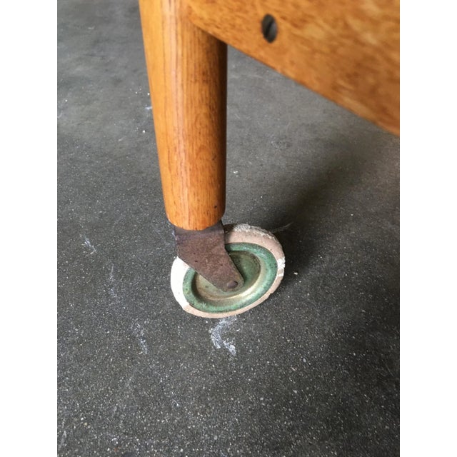 1950s Danish Modern Teak Bar Cart with Convertible Folding Table Top For Sale - Image 5 of 10