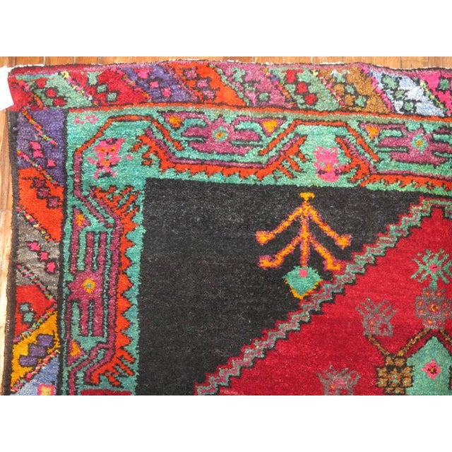 Mid 20th Century Zabihi Collection Vintage Turkish Kars Corridor Size Rug For Sale - Image 5 of 6