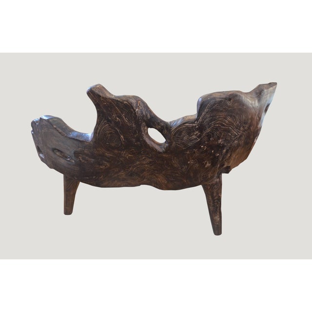 Contemporary Andrianna Shamaris Organic Cerused Teak Wood Bench For Sale - Image 3 of 5