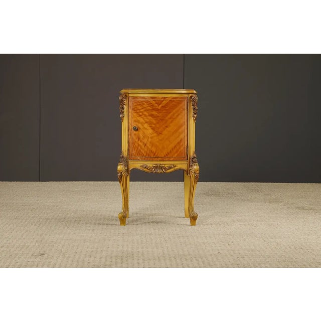 Antique Louis XVI French Provincial Figured Maple Cabinet Nightstands, C. 1920s For Sale - Image 4 of 17