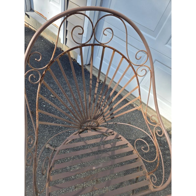 Mid 20th Century Vintage Wrought Iron Outdoor Bistro Mosaic Top Iron Table Table Top & 2 Chairs, Attributed For Sale - Image 5 of 12