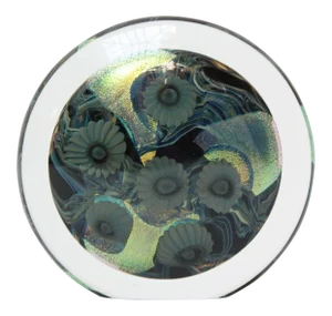 Robert Eickholt Art Glass Floral Paperweight