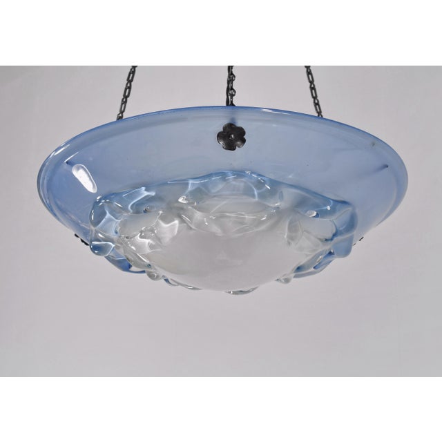 Large French Art Deco Pendant Light by Le Verre Francais Schneider - 1930 Chandelier France For Sale - Image 13 of 14