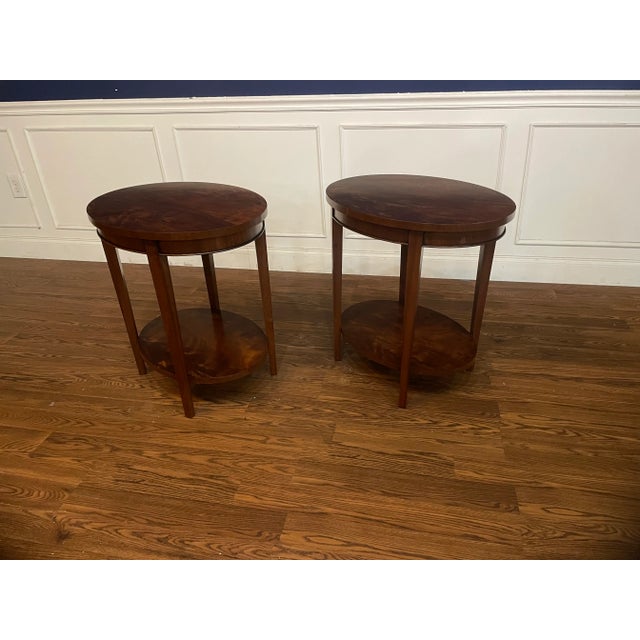 This is a pair (2) of hand-made, American made Hepplewhite End tables made in the Leighton Hall shop in Suwanee, Georgia....