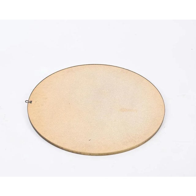Teal Italian Round Brass Mirror in Sage Green and Gold attributed to Cristal Art, 1970s For Sale - Image 8 of 10