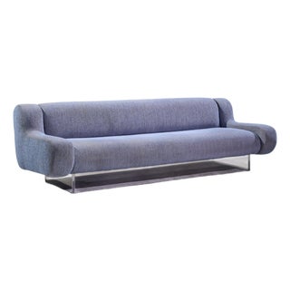 Charles Hollis Jones Mid Century Waterfall Bear Lucite Base Sofa For Sale