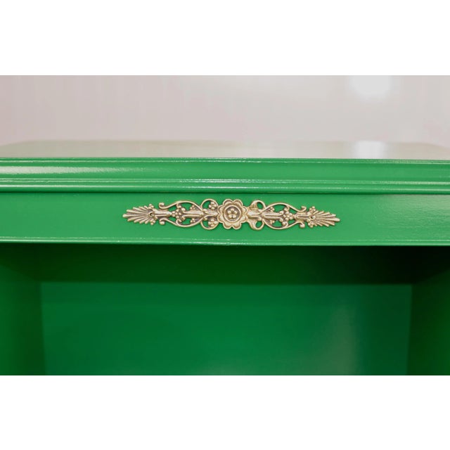 Mid Century Traditional Mahogany Nightstands in Green a Pair- Newly Painted For Sale - Image 10 of 12