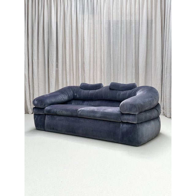 Unique, striped purple velvet two-seater ‘Straccio’. Designed in the 1960s by Jonathan De Pas, Donato D'Urbino & Paolo...