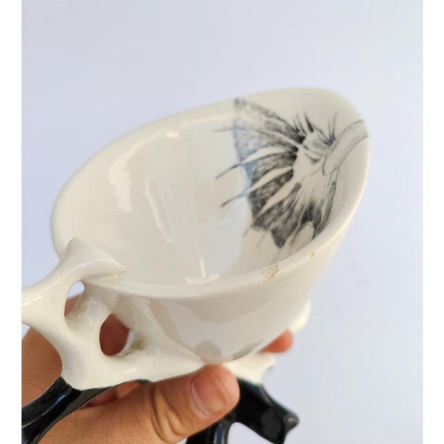 Vintage Model C73 Ceramic Teacup and Saucer by Antonia Campi for Laveno, 1950s, Set of 2 For Sale - Image 14 of 15