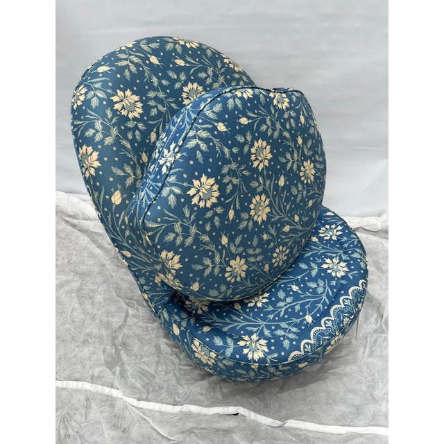 Blue Vintage Upholstered Slipper Chair For Sale - Image 8 of 12