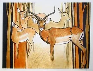 1970s "Impalas" Lithograph by Caroline Schultz