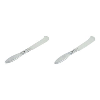 Silver Cactus Butter Knives from Georg Jensen, 1940s, Set of 2 For Sale