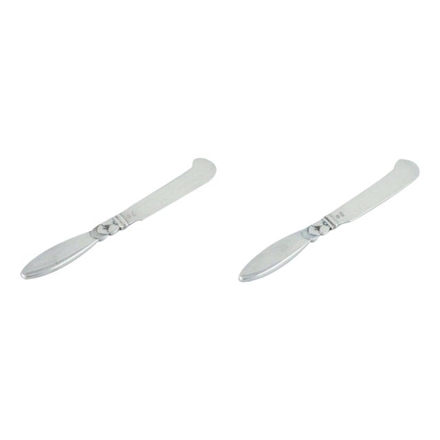 Silver Cactus Butter Knives from Georg Jensen, 1940s, Set of 2 For Sale