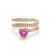 Natural pink sapphire heart diamond spiral pinky ring 18K gold Real 1.25CTW pink sapphire heart ring gold Pink sapphire...