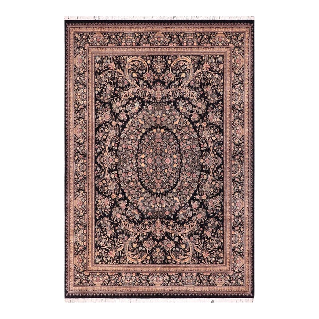 Art Nouveau Pak-Persian Black/Black Wool Rug - 9'2'' X 12'4'' For Sale