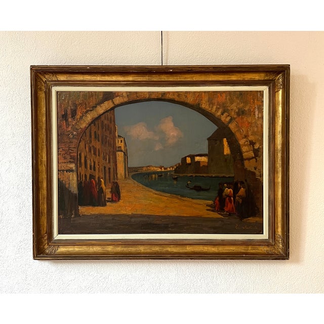 Italian painter born in 1911. Died in 1991. Golden and black wooden frame92.5 x 123 x 7 cm This piece has an attribution...