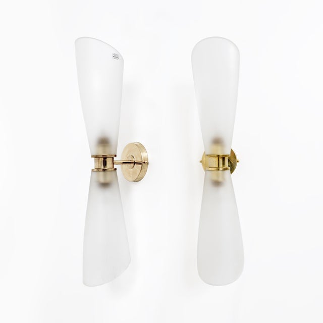 Gold Satin Frosted Murano Glass Wall Sconces, 2000, Set of 2 For Sale - Image 8 of 8