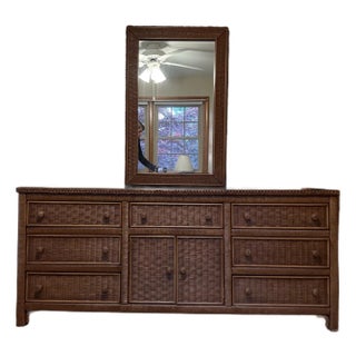1980s Henry Link Triple Dresser and Mirror For Sale