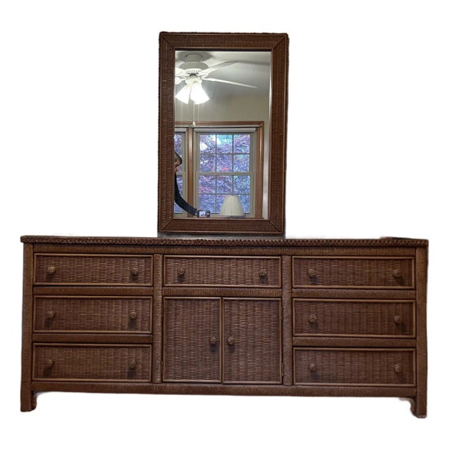 1980s Henry Link Triple Dresser and Mirror For Sale
