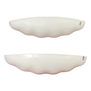 Large Leucos Wall Lamps in Opaline Blown Murano Glass, 1980s, Set of 2 For Sale