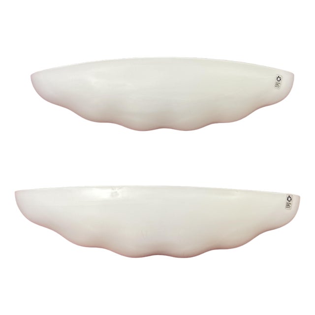 Set of Large Leucos Wall Lamps in Opaline Blown Murano Glass, 1980s For Sale