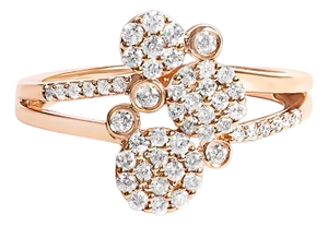 14K Rose Gold Plated .925 Sterling Silver 1/2 Cttw Diamond Scatter Composite Bypass Ring (I-J Color, I1-I2 Clarity) - Size 10