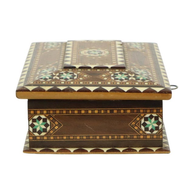 Wood Marquetry Inlay Jewelry Trinket Box, 1970s For Sale - Image 7 of 18