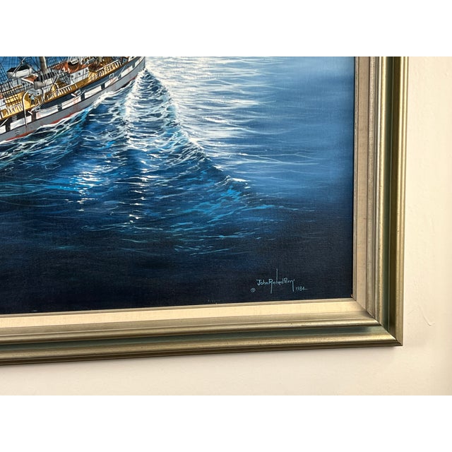 “Barque Archibald Russell 1905” Oil on Canvas Painting by John Richard Perry Me 1984 Signed Lower Right For Sale - Image 9 of 10