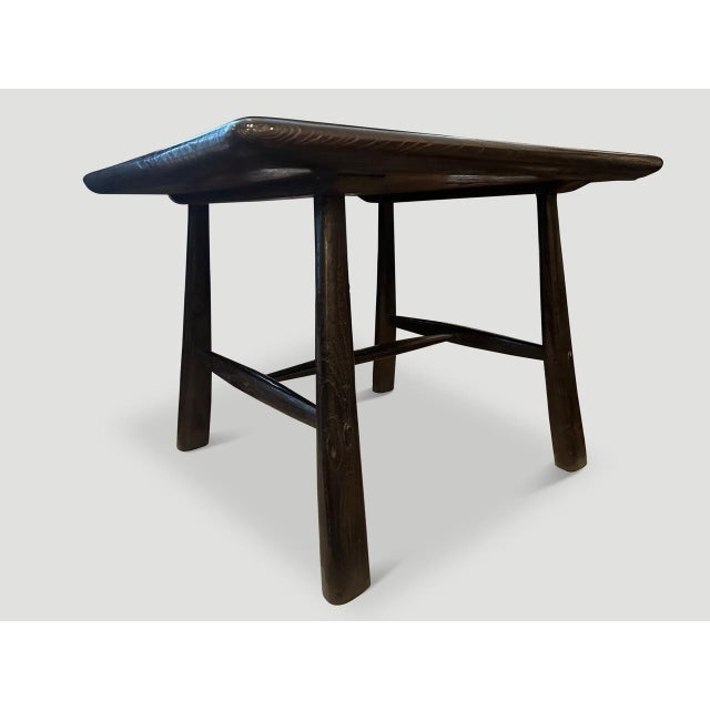 Andrianna Shamaris Mid Century Couture Espresso Stained Teak Wood Table For Sale - Image 18 of 18