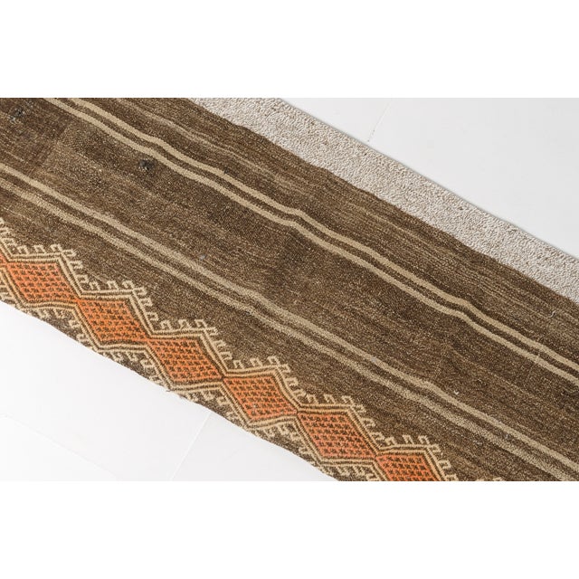Mid 20th Century Natural Brown & Tan Kilim Runner For Sale - Image 10 of 10