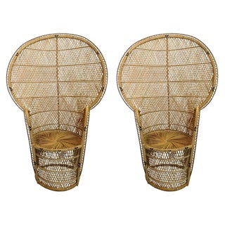 Vintage Rattan Peacock Chairs - A Pair For Sale